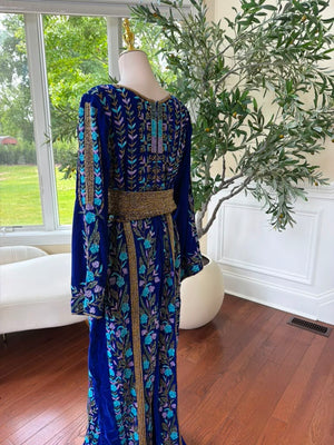 Blue Velvet Beaded Stone Elegance Thobe