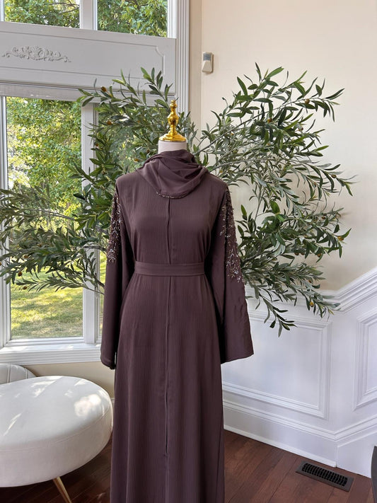 Elegant Muave Floral Design Abaya