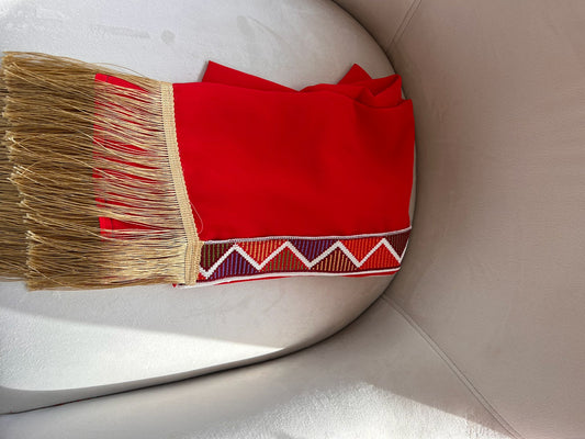 Red Tatreez Khirka Shal Mandil