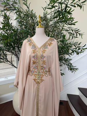 Cream Tatreez Elegance Beaded Butterfly Abaya