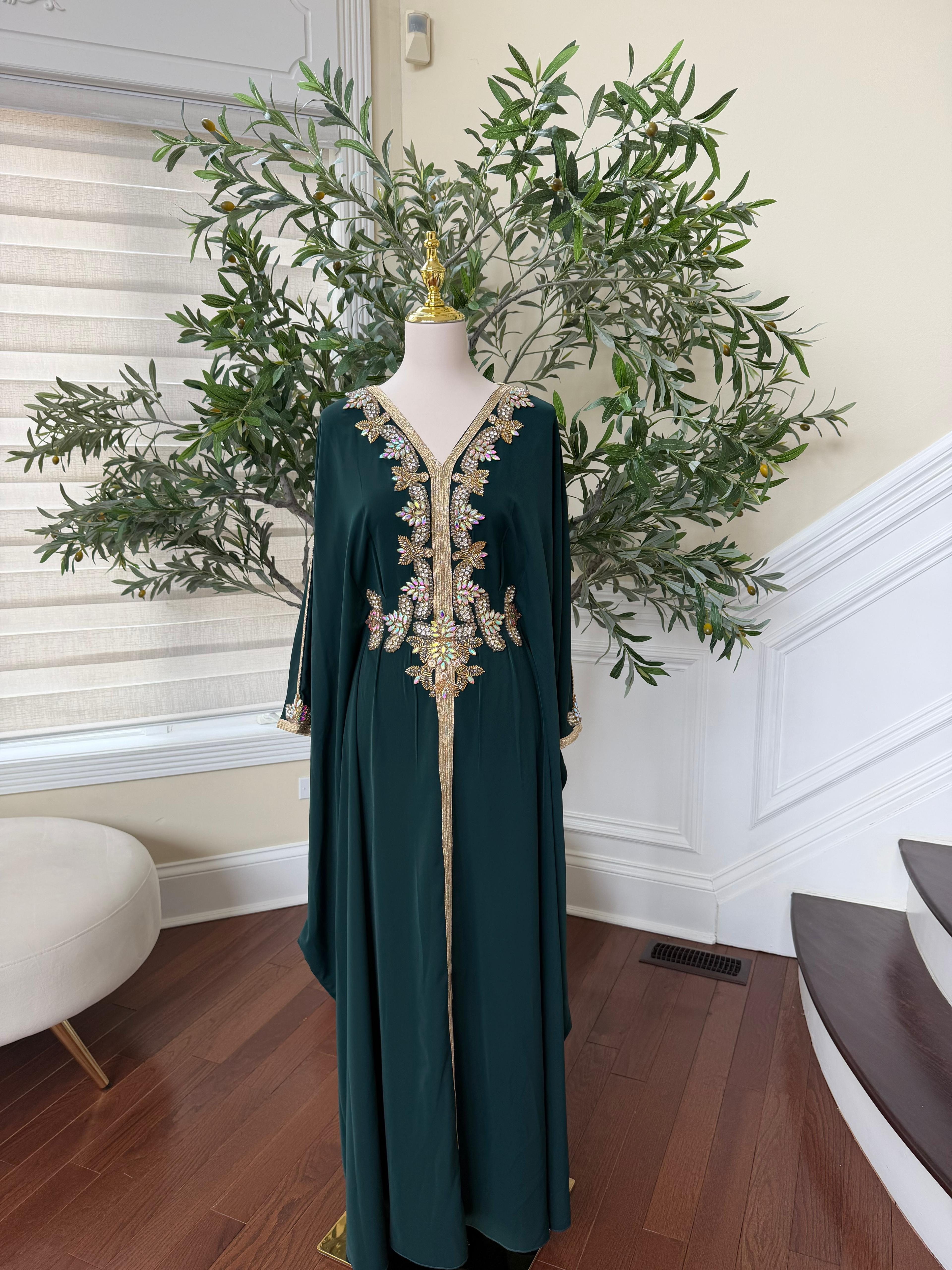 Emerald Butterfly Royale Beaded Abaya