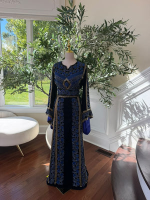 Royal Midnight Blue Embroidered Traditional Thobe (scarf not included)