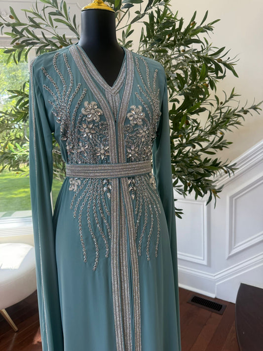 Luxury Mint Blue Kuftan