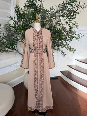 Tan Elegance Brown Tatreez Thobe