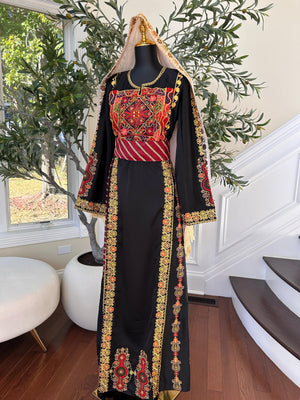 Black Embroidery Tatreez Thobe