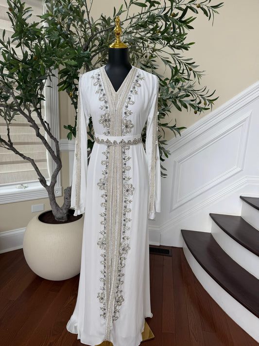 White Royale Beaded Elegance Kuftan