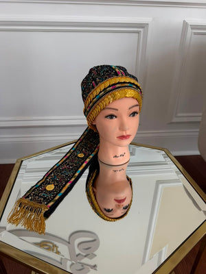 Blue Embroidery Tatreez Waka Head Piece