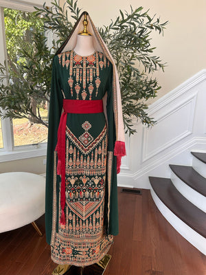 Embroidery Royal Tatreez Green Thobe