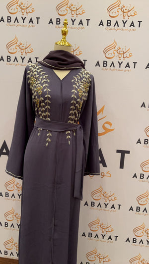 Floral Soft Blue Abaya