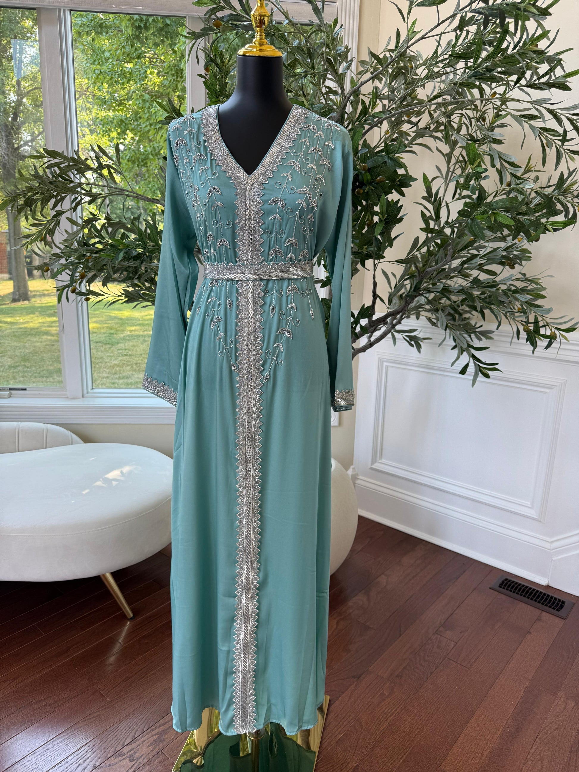Mint Blue Floral Essence Kuftan