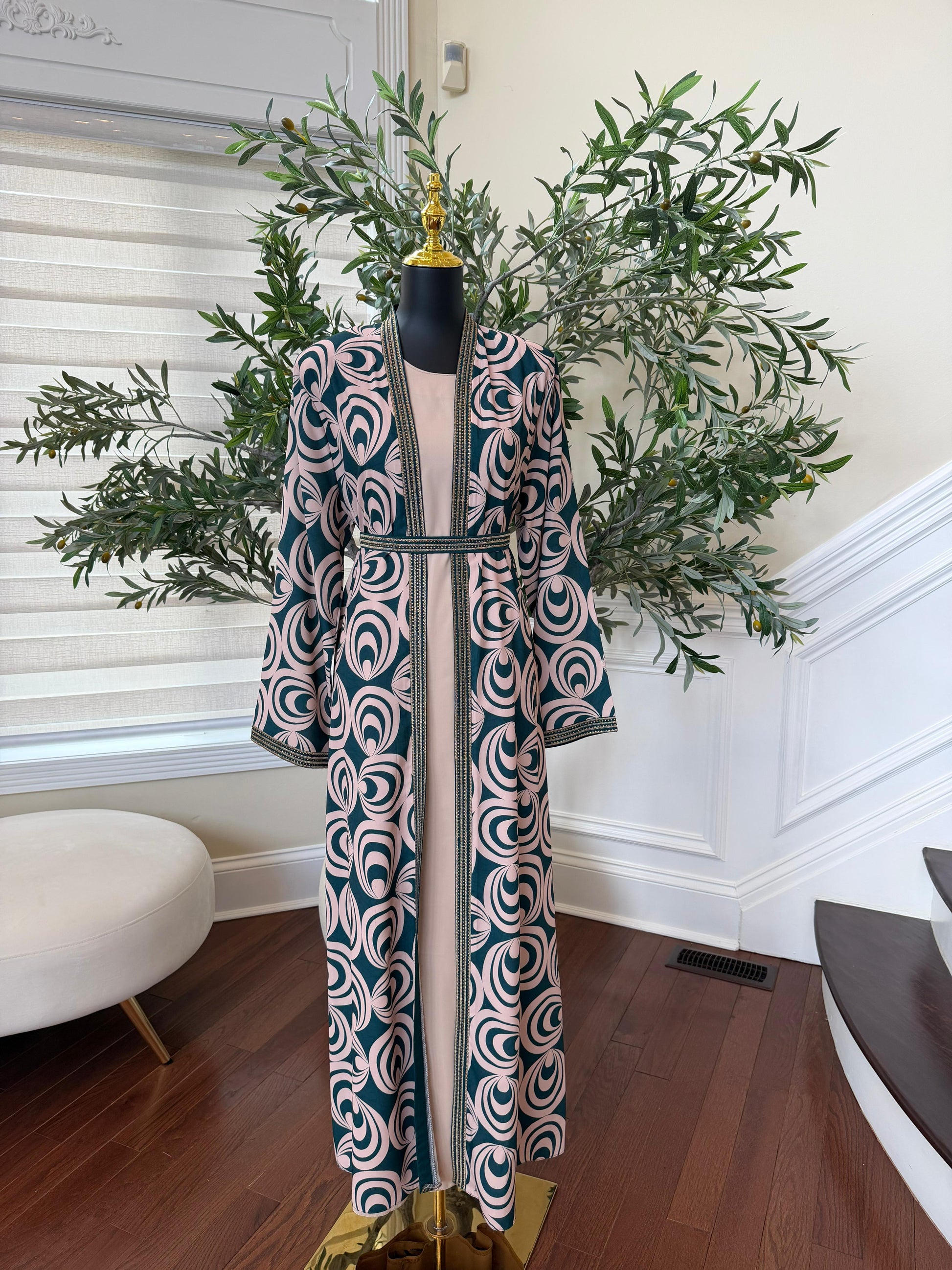 Blush Teal Two-Piece Abaya