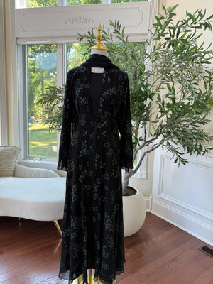 Black Ruffled Shimmer Abaya