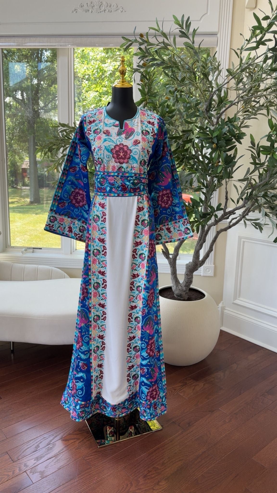 Blue Embroidery Tatreez Thobe /A