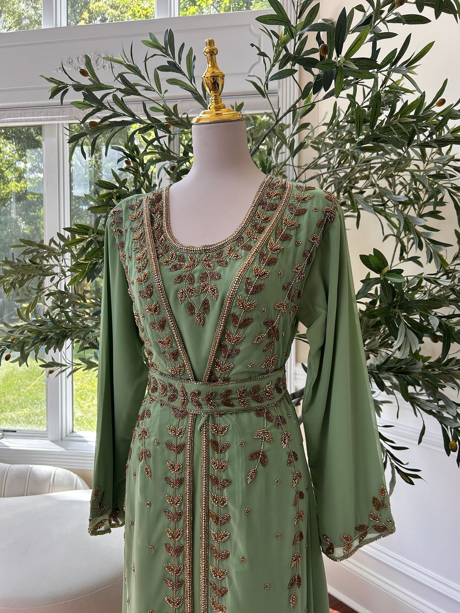 Mint Green Golden Charm Kuftan