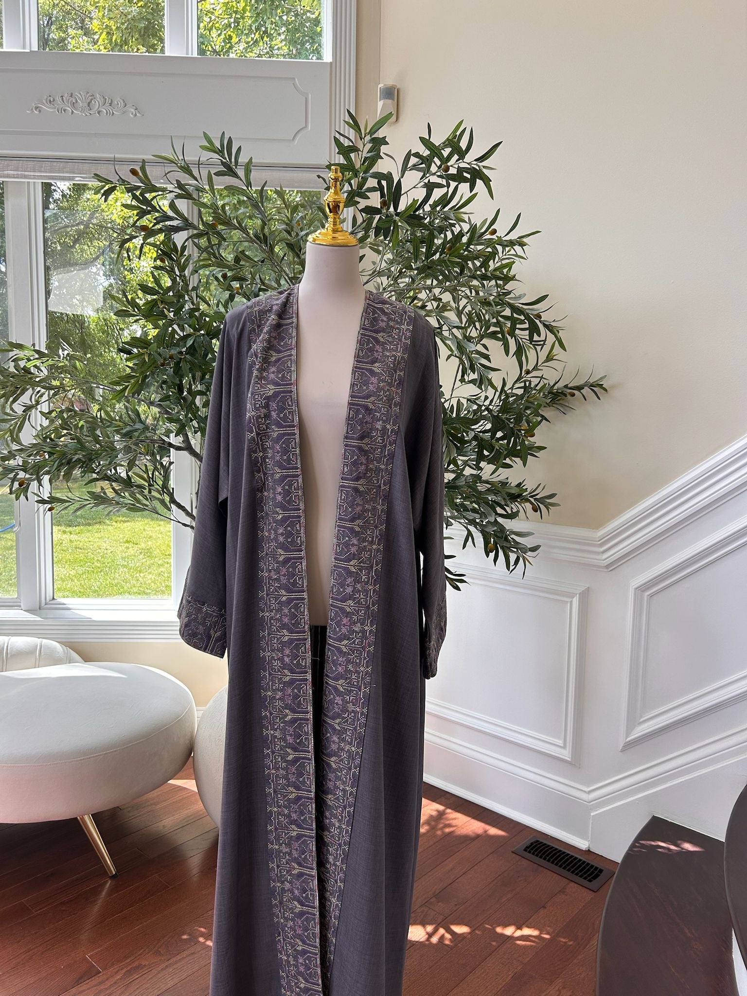 Purple Tatreez Elegance Cardigan Abaya