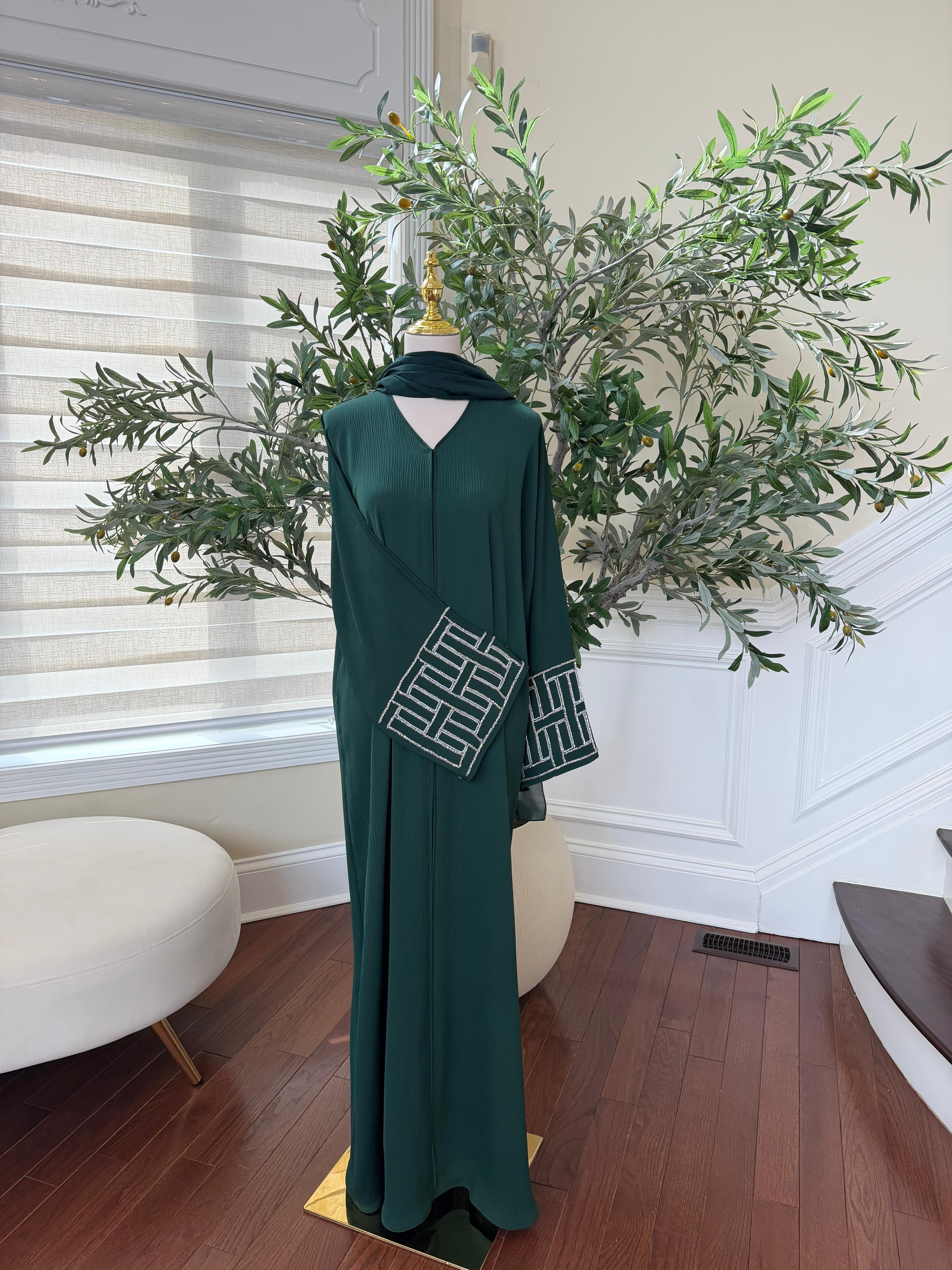 Green Silver Essence Abaya