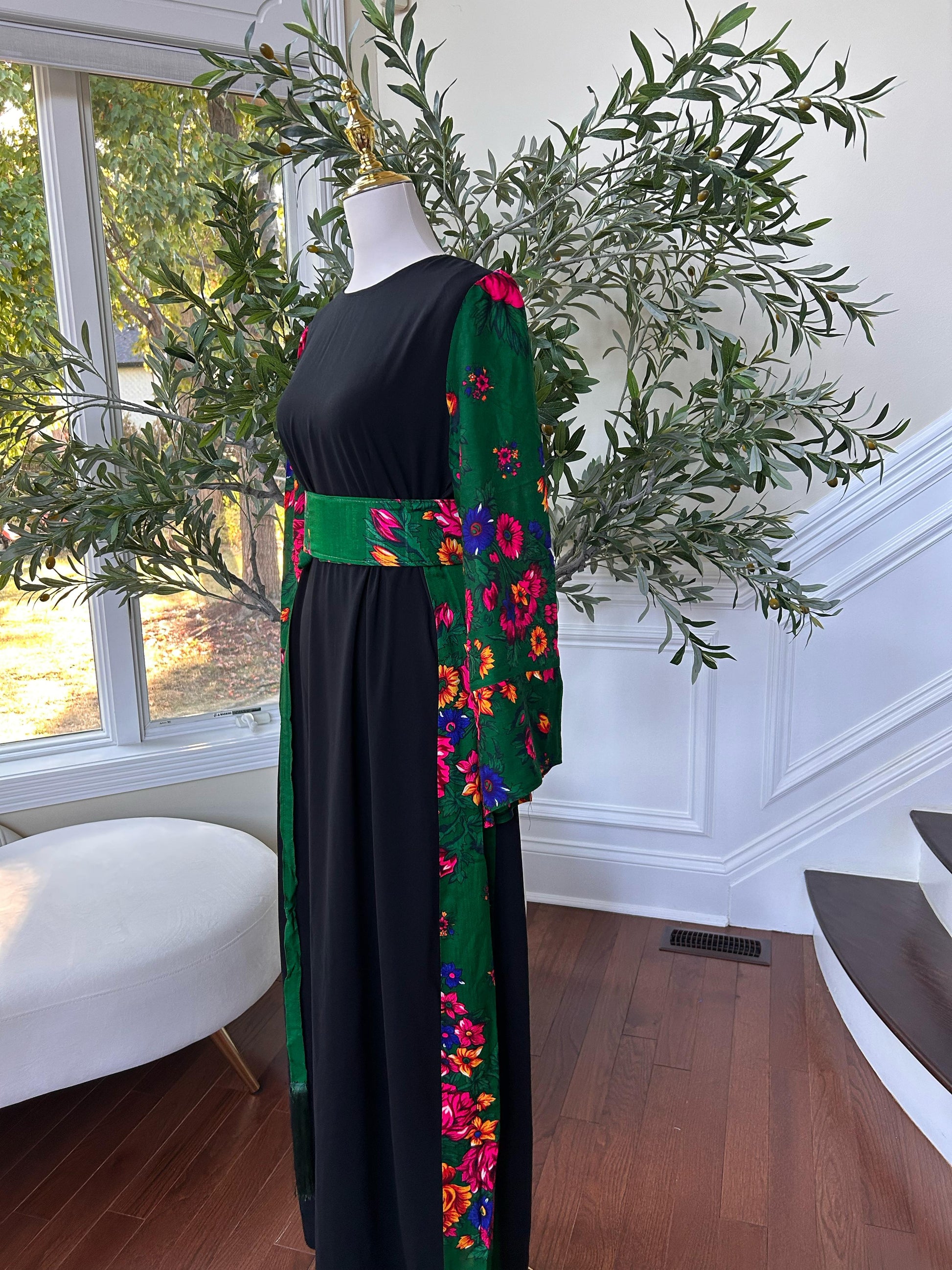 Back Floral Green Elegance Dress