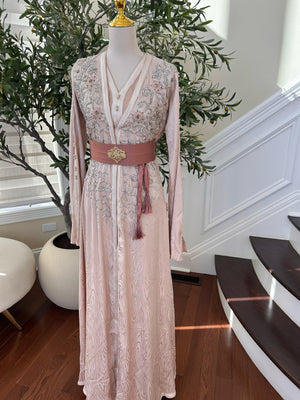 Light Pink Beaded Stone Kuftan