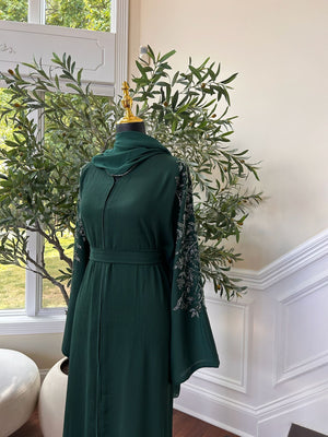 Green Sleeve Charm Abaya