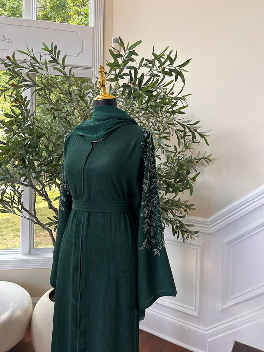 Green Sleeve Charm Abaya