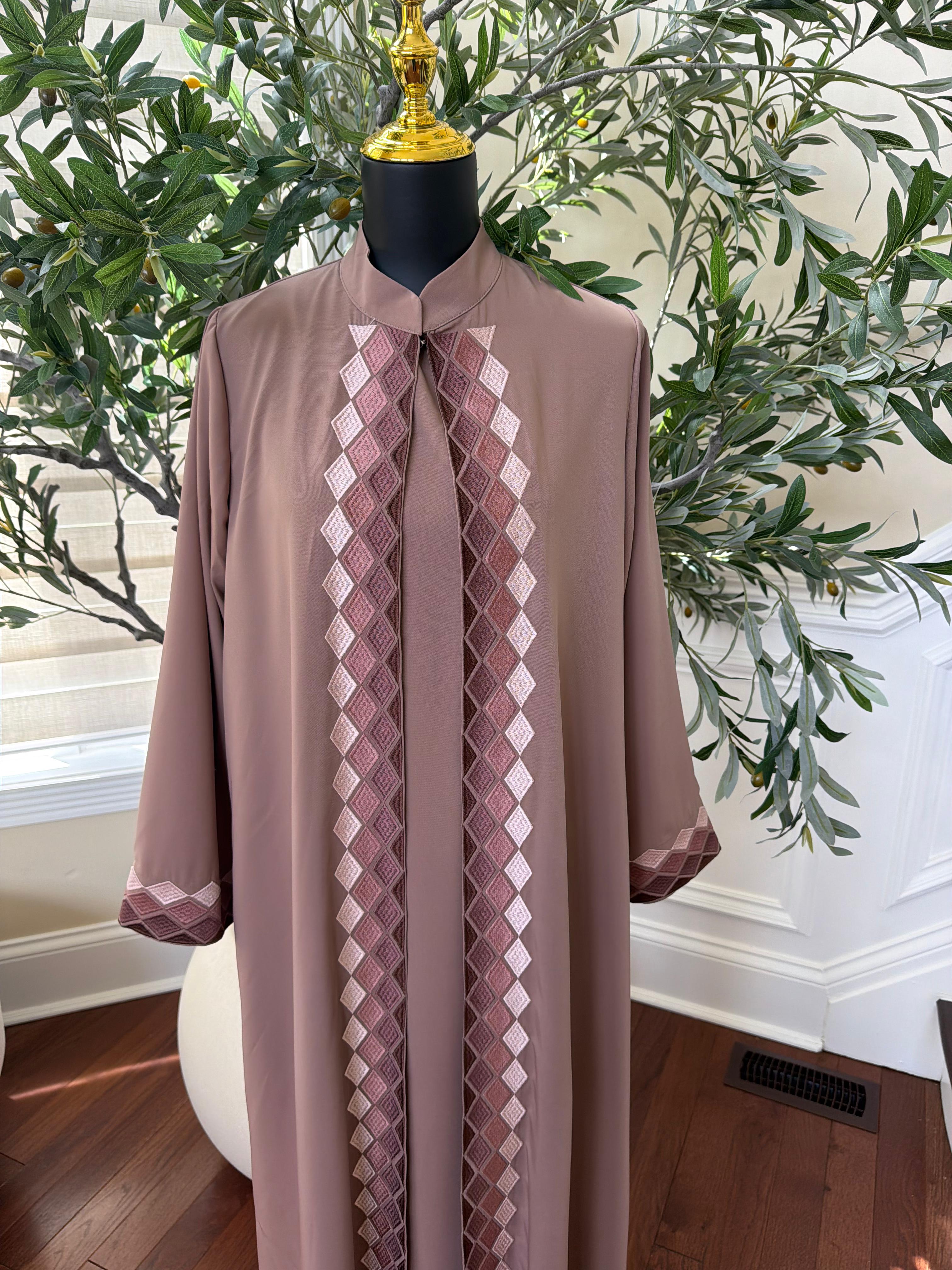 Rose Pink Two Piece Cardigan Abaya