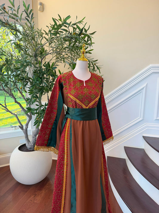 Brown Embroidery Elegance Tatreez Thobe
