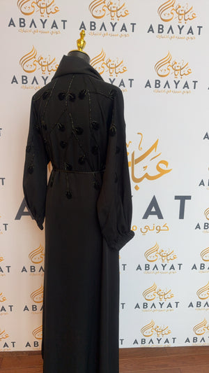 Graceful Black Embellished Umrah Abaya