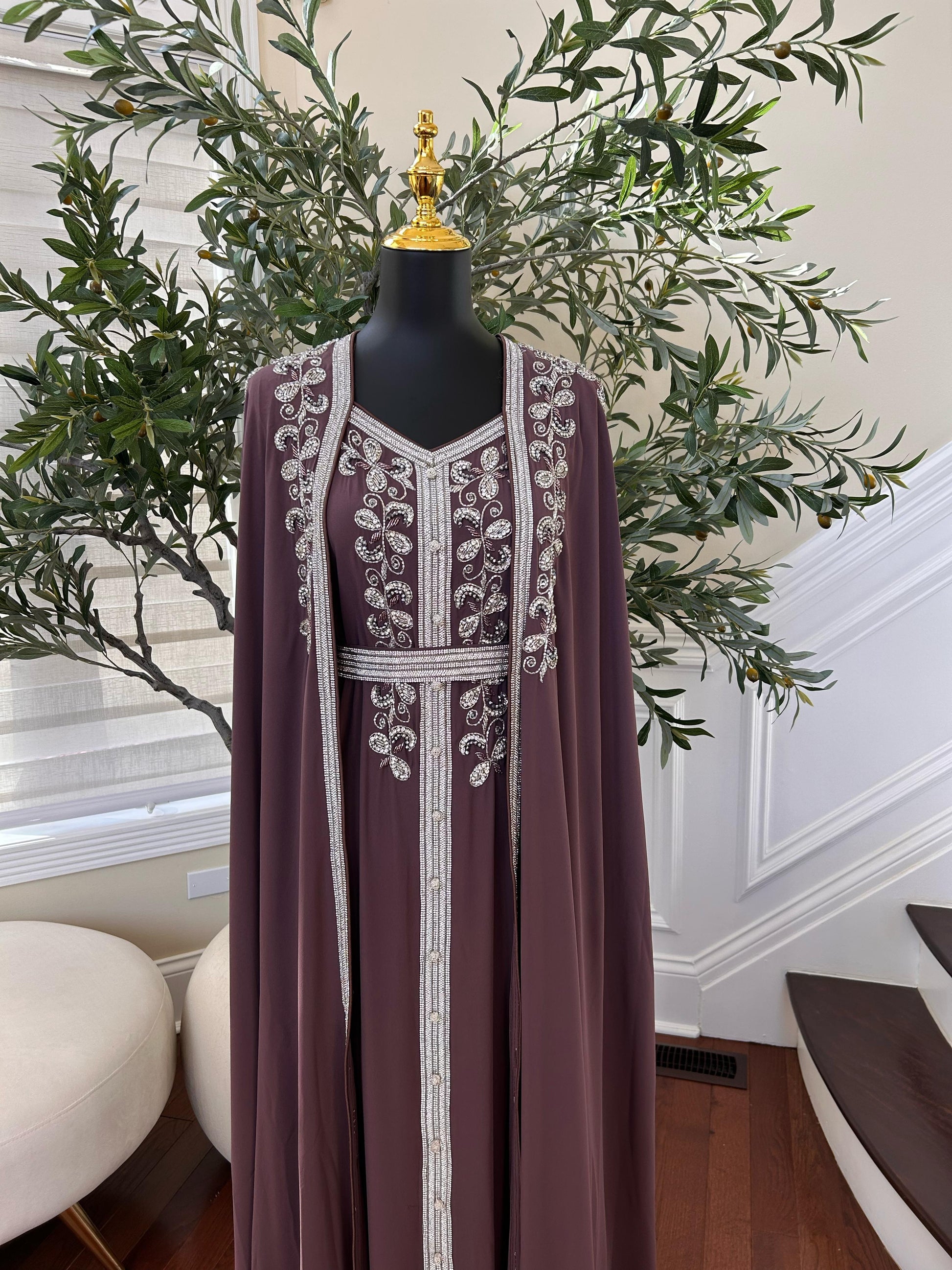 Purple Beaded Stone Kuftan