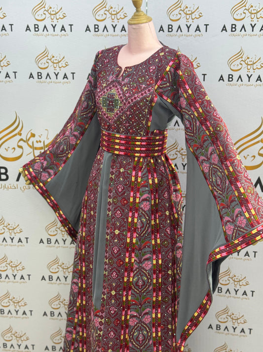 Royal Rose Grey Embroidery Elegance Thobe