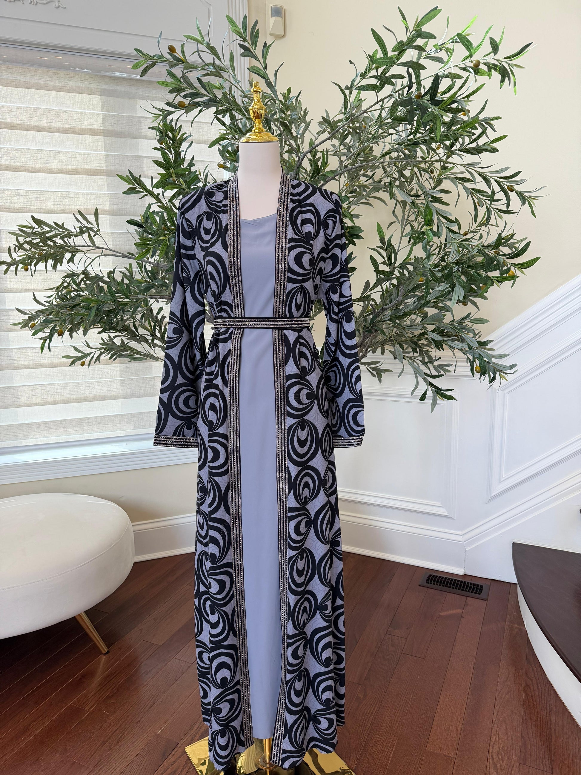 Midnight Marble Two-Piece Abaya