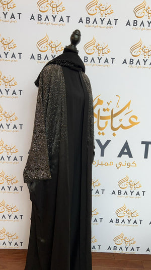 Elegant Black Sparkled Abaya Set with Coordinating Hijab
 #8097632