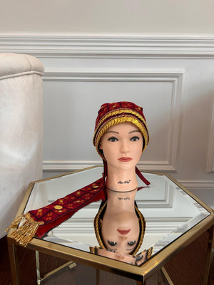 Red Traditional Tatreez Coin Head Piece