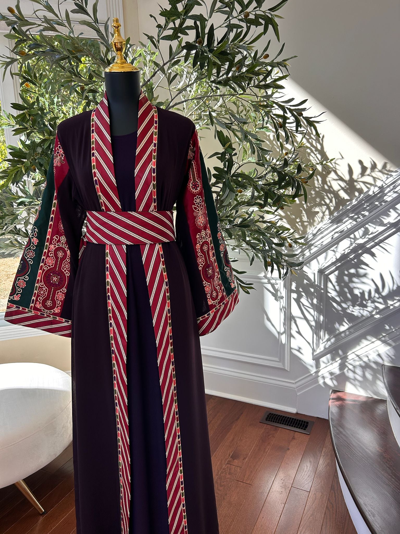 Purple Embroidery Tatreez Embellished Thobe