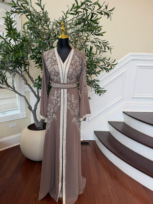 Taupe Beaded Charm Elegance Kuftan