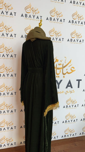 Velvet Green Stoned Abaya