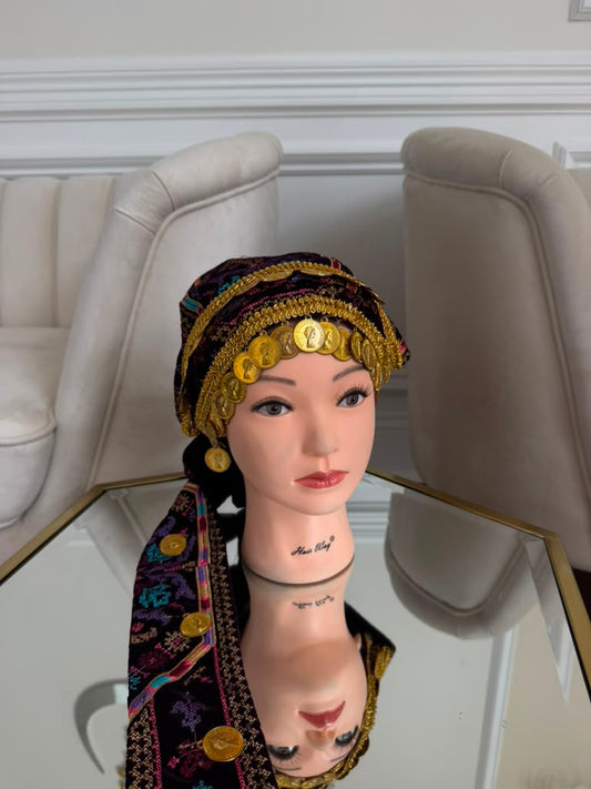 Velvet Purple Embroidery Tatreez Coin Waka- Women’s and Kids