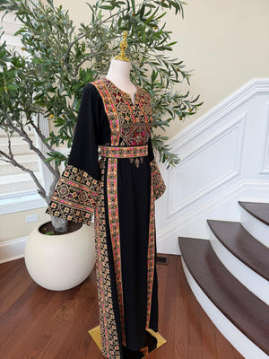 Black Embroidery Tatreez Beige Thobe