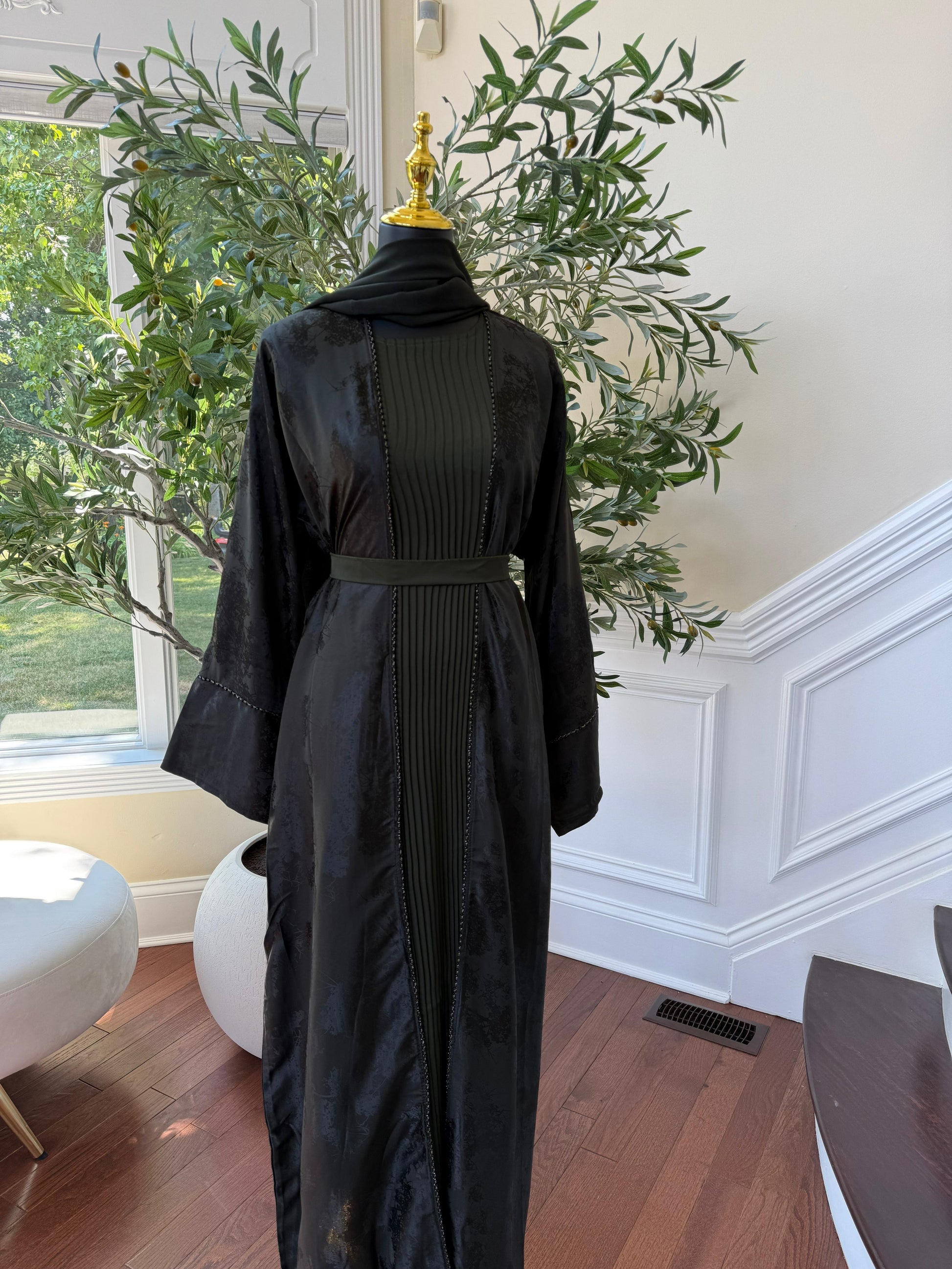 Deep Olive Blossom Abaya
