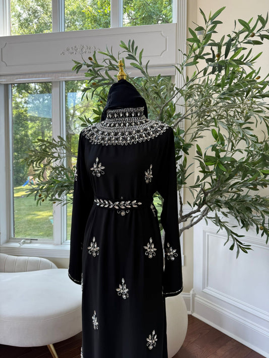 Midnight Black Stone Abaya