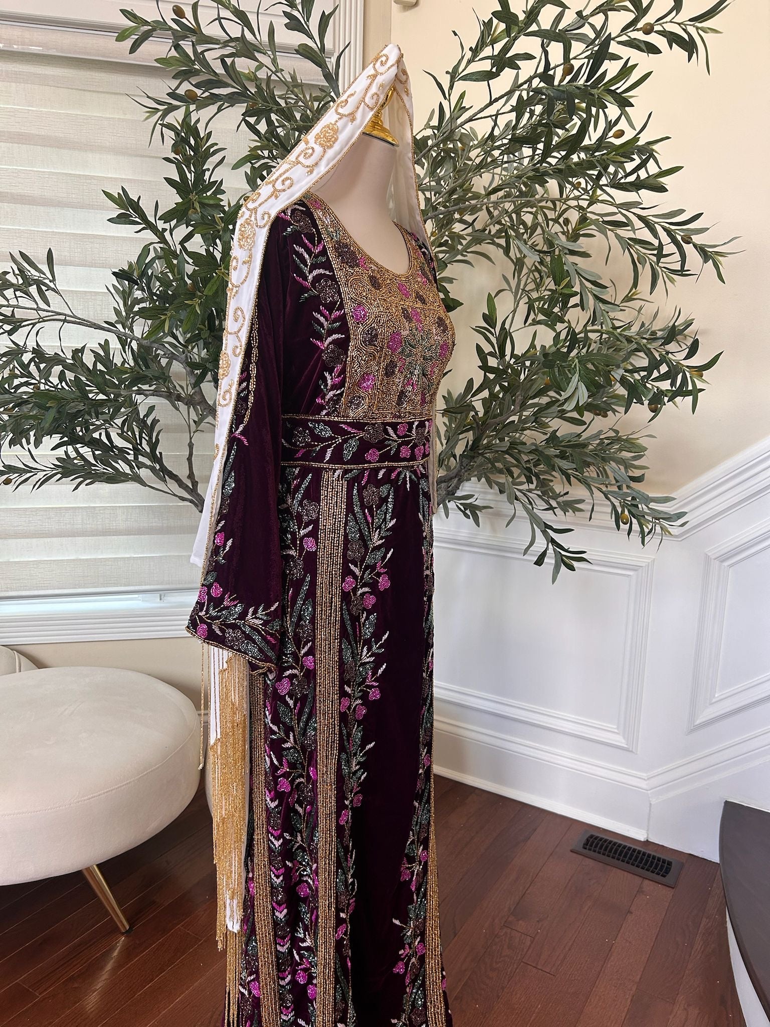 Purple Velvet Stone Thobe