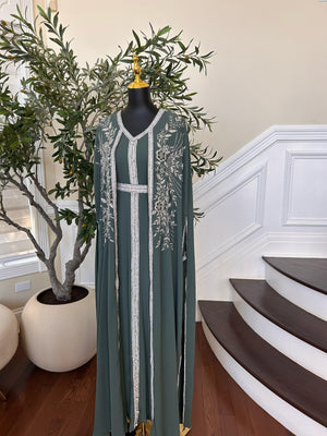 Emerald Green Royale Stone Beaded Kuftan