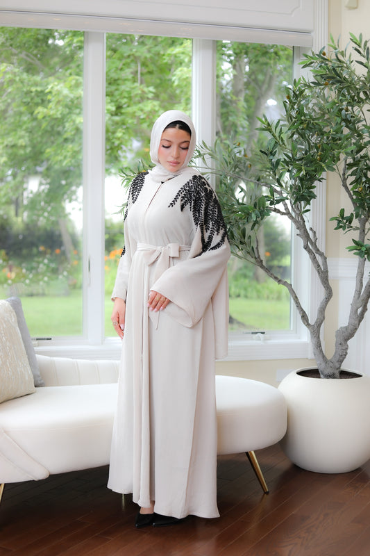 Cream Stone Abaya