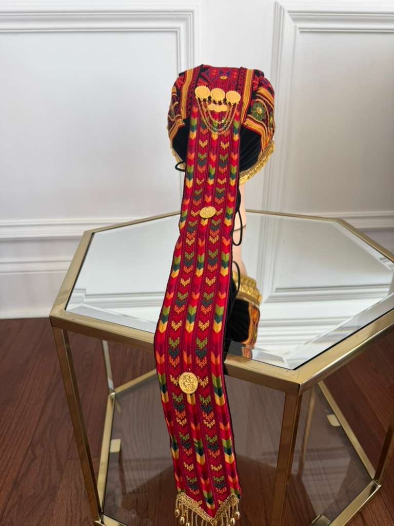 Red Tatreez Coin Head Piece Awka