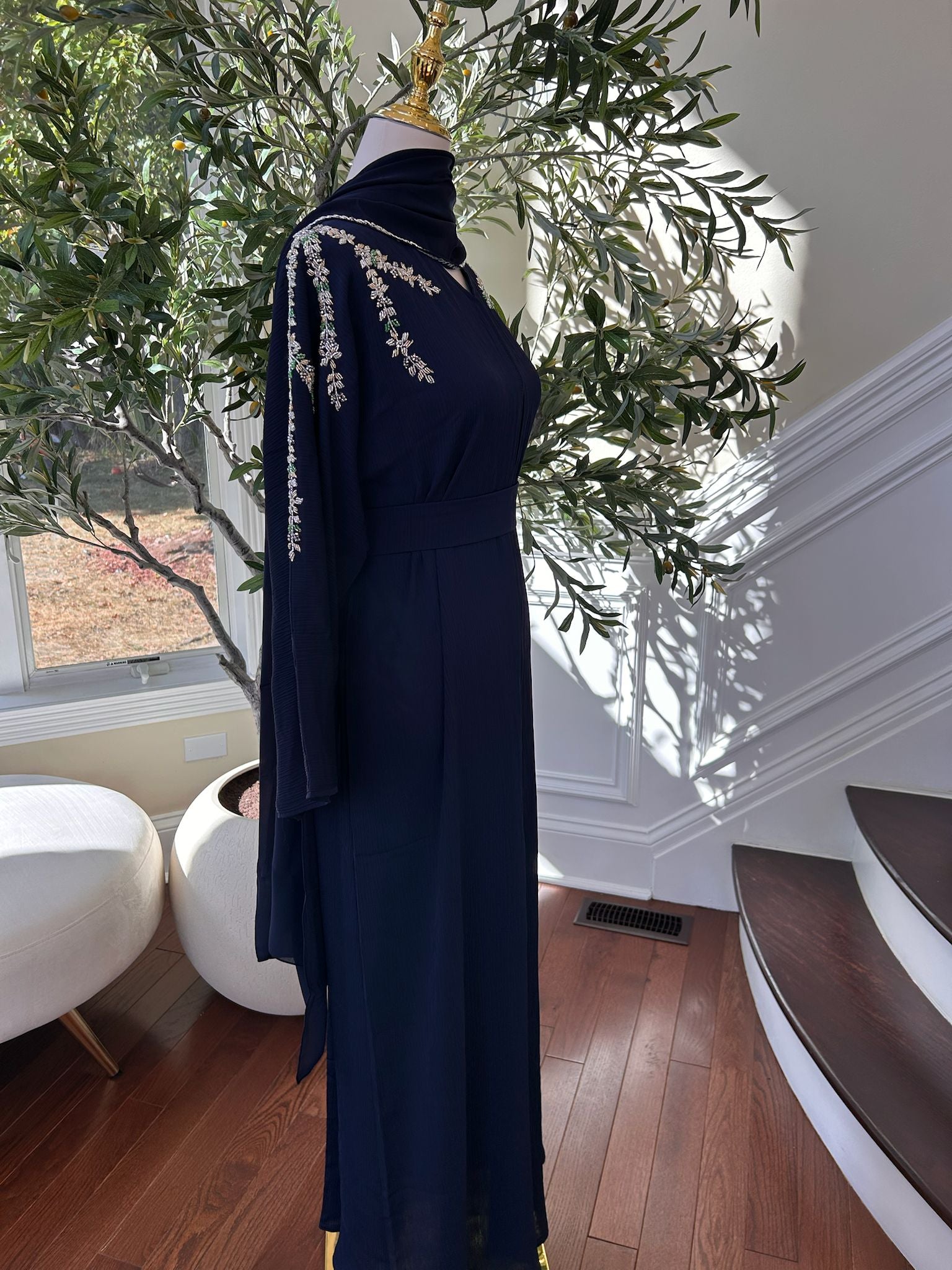 Navy Blue Elegance Sleeve Abaya