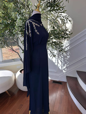 Navy Blue Elegance Sleeve Abaya