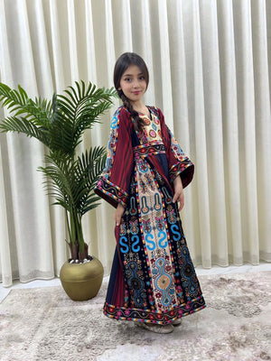 Navy Blue Embroidery Tatreez Kids Thobe