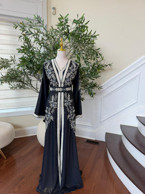 Blue Rose Beaded Royale Kuftan