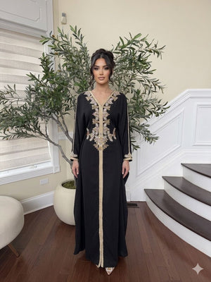 Black Royale Beaded Butterfly Abaya