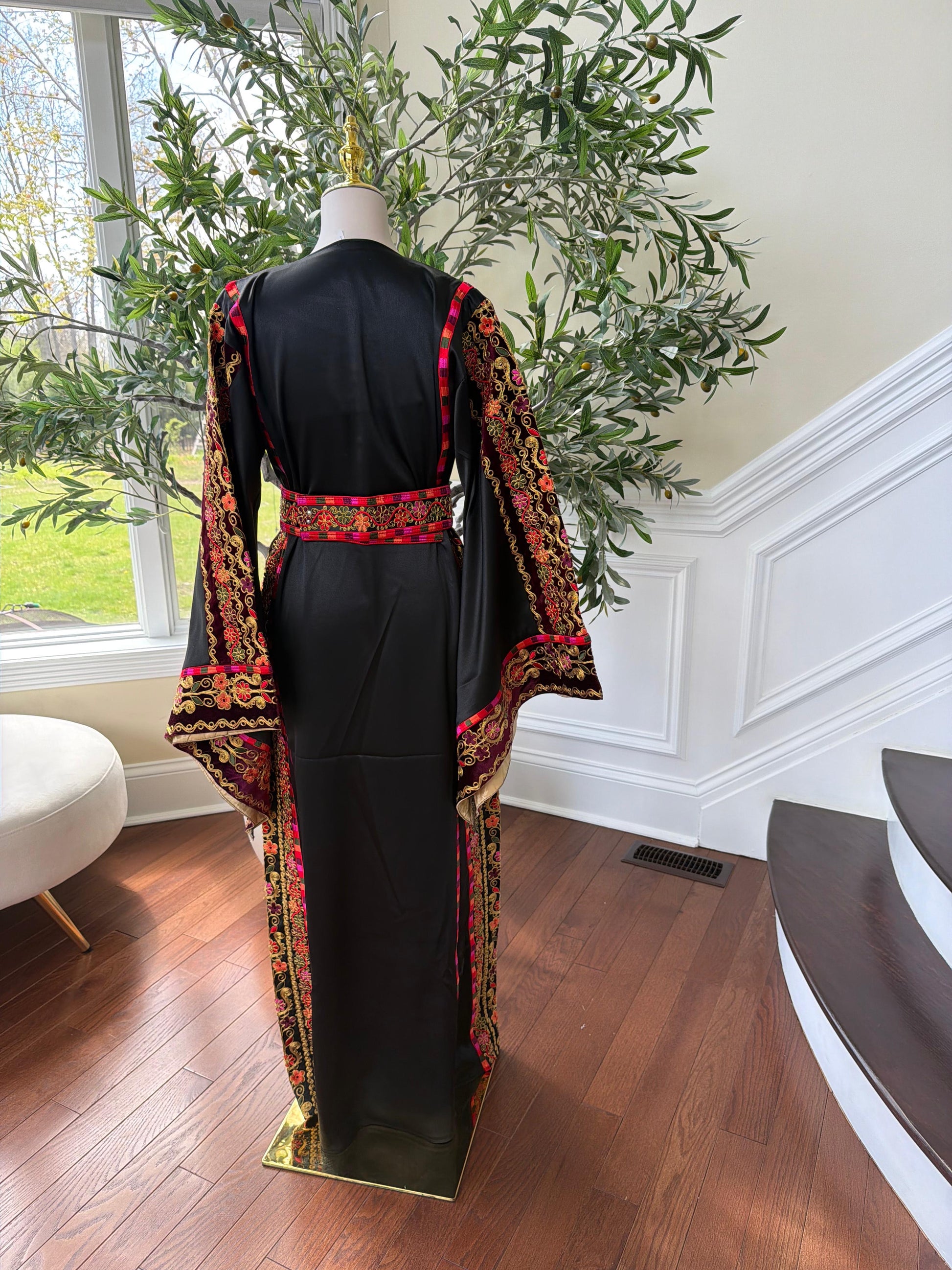 Black Embroidery Tatreez Red Thobe