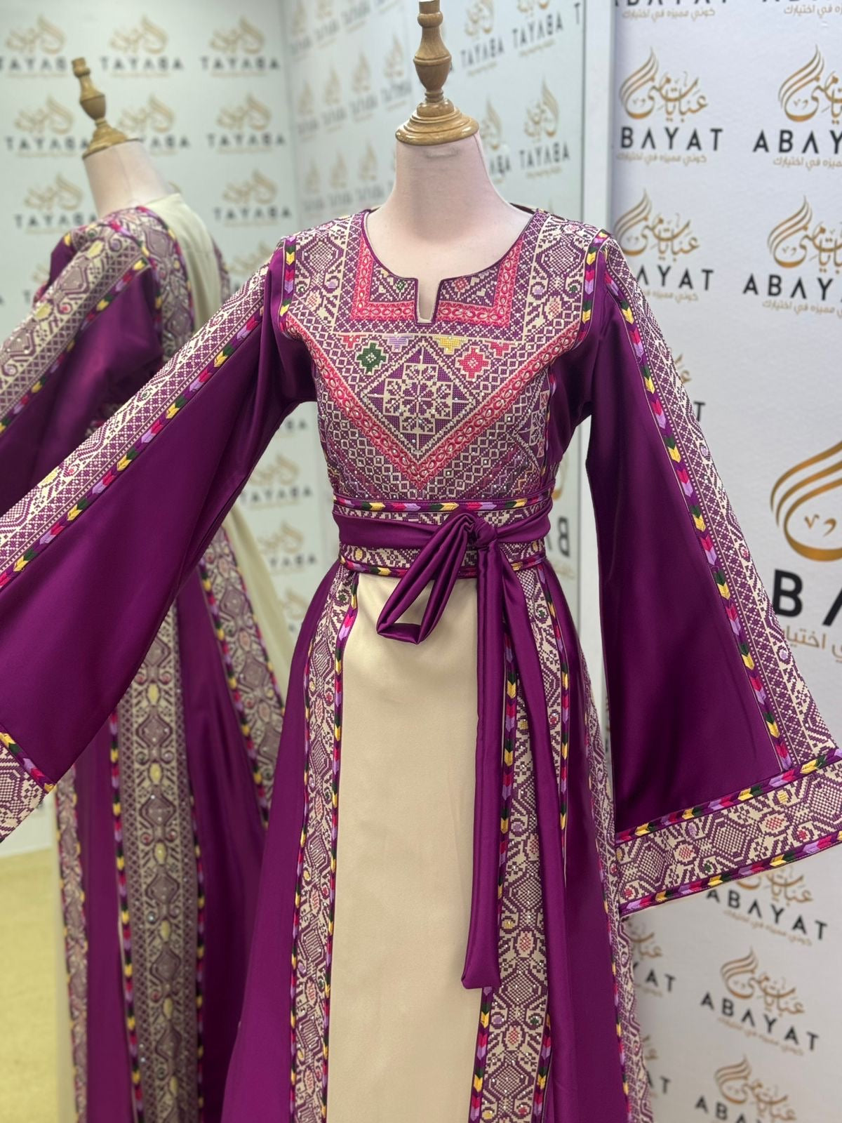 Purple Embroidery Tatreez Elegance Thobe